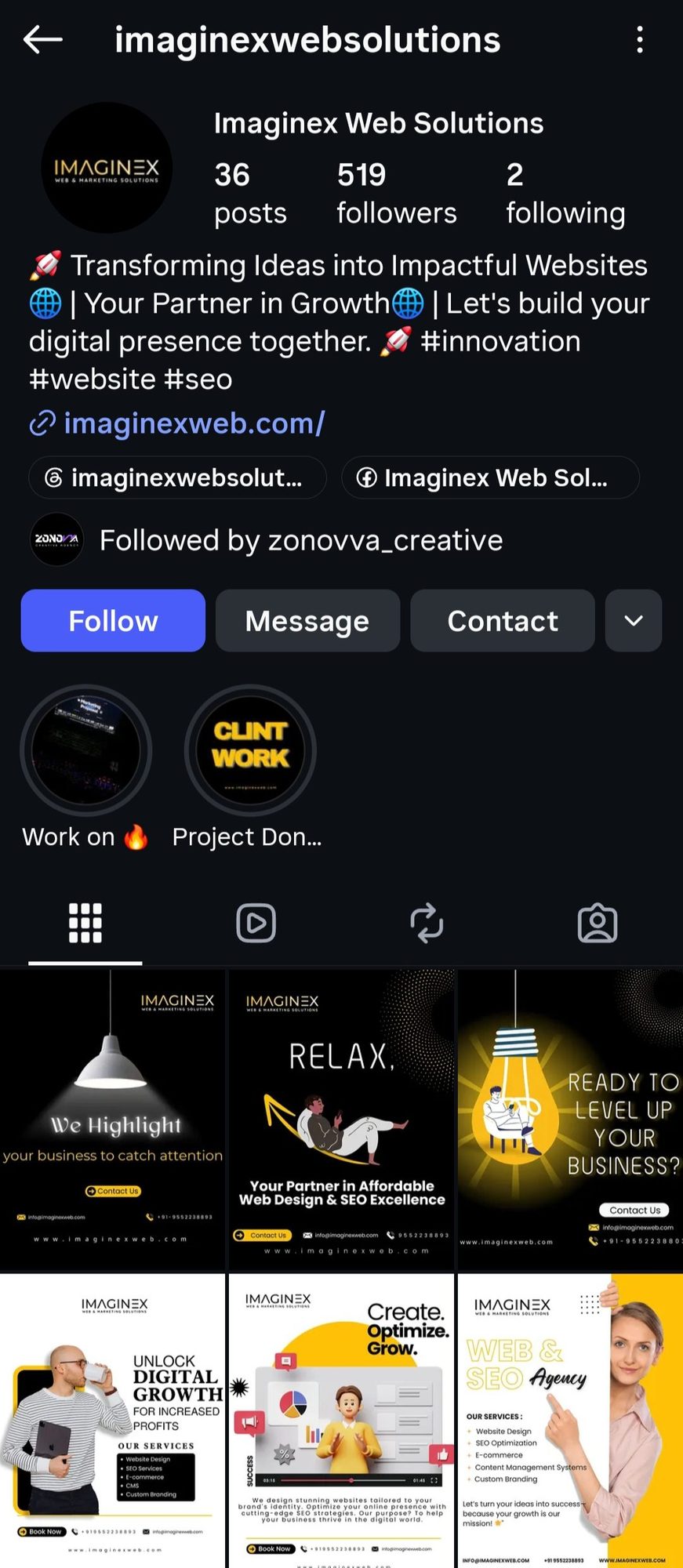 Imaginex Web Solutions project by Zonovva Creative